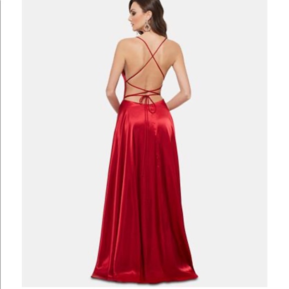 Betsy & Adam satin strappy back red dress 💃 - Picture 2 of 4